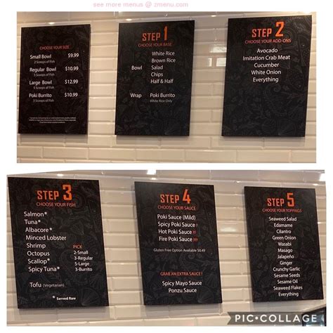 Poki One N Half Menu Prices .